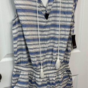 ANA blue white striped romper size XL new with tags